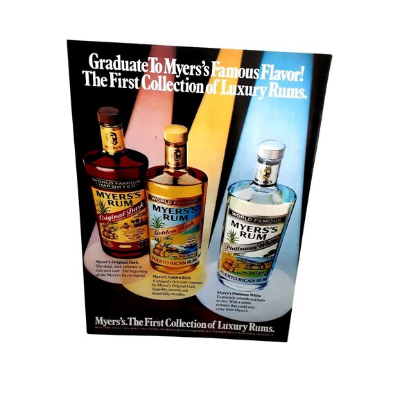 1981 Myers’s Rum Ad Original Dark Golden Rich Platinum White Vintage Print Ad - Picture 1 of 1